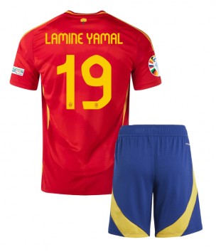 Billiga Spanien Lamine Yamal #19 Hemmatröja Barn EM 2024 Kortärmad (+ Korta byxor)